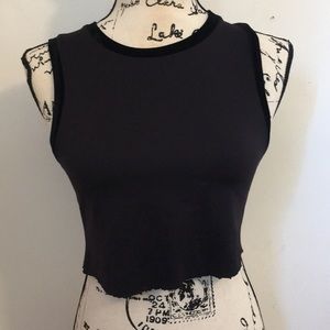 Women’s black crop top with velvet trim